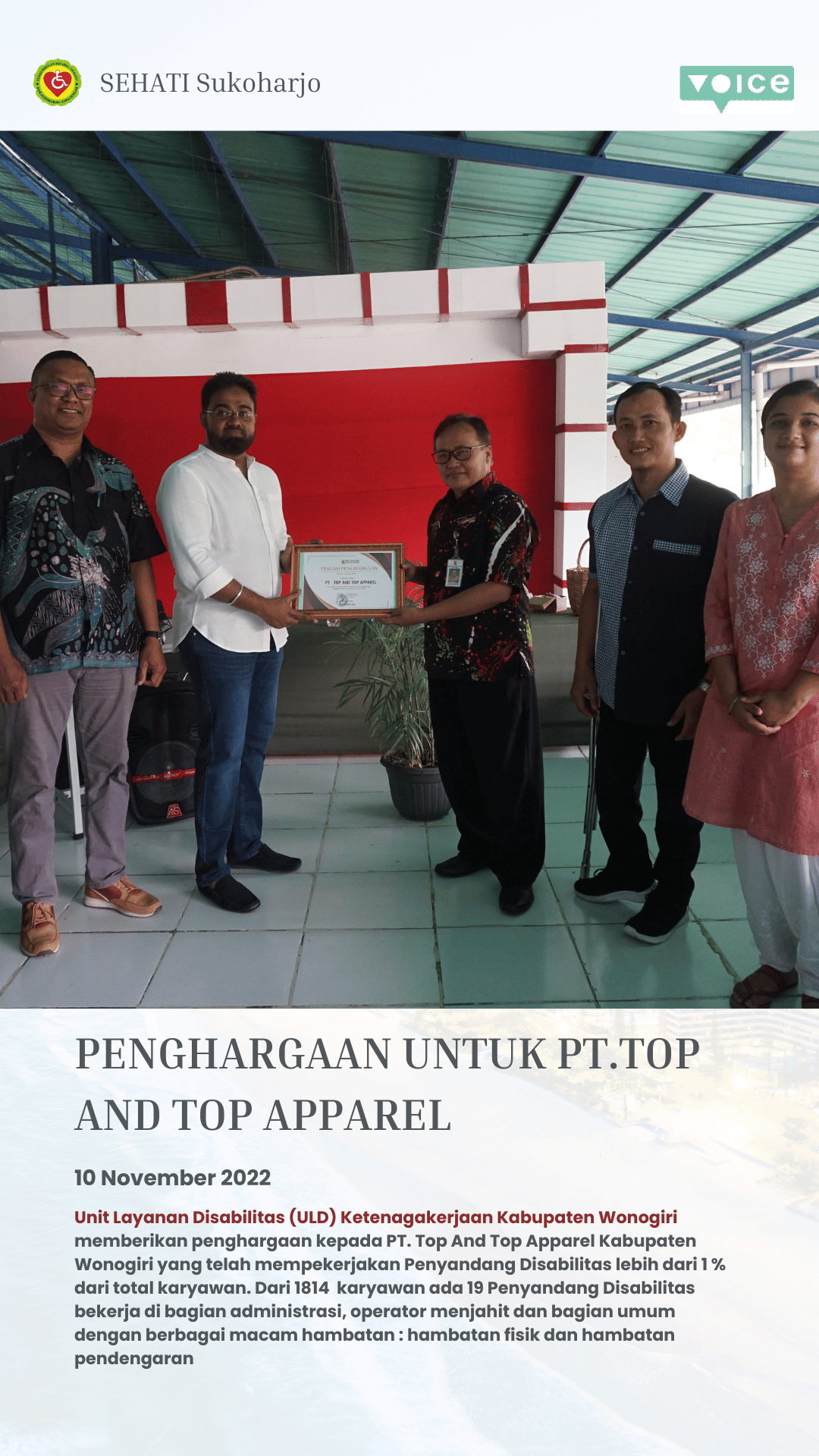 Pemberian Penghargaan Mempekerjakan Disabilitas